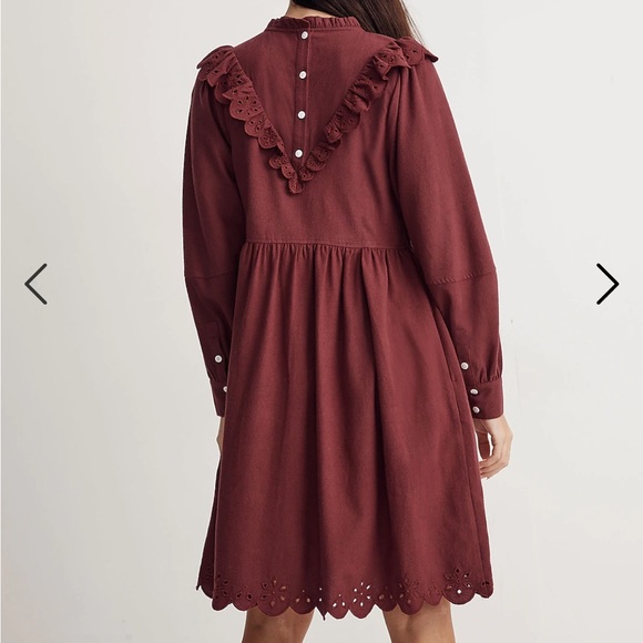Madewell Embroidered Ruffled Flannel Mini Dress - Picture 3 of 8